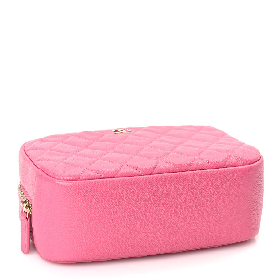 Chanel Caviar Quilted Medium Curvy Pouch Cosmetic Case Pink Image 4