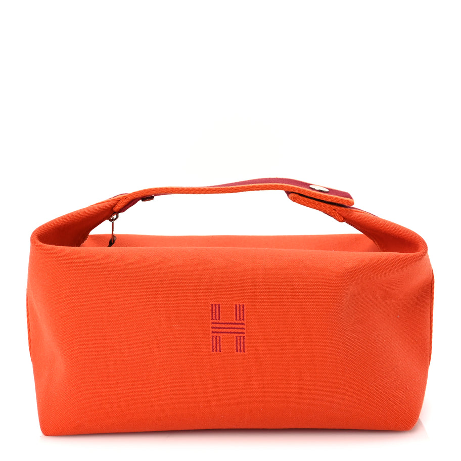Hermes Canvas Large Bride-A-Brac Pouch Orange Feu Burgundy Image 1