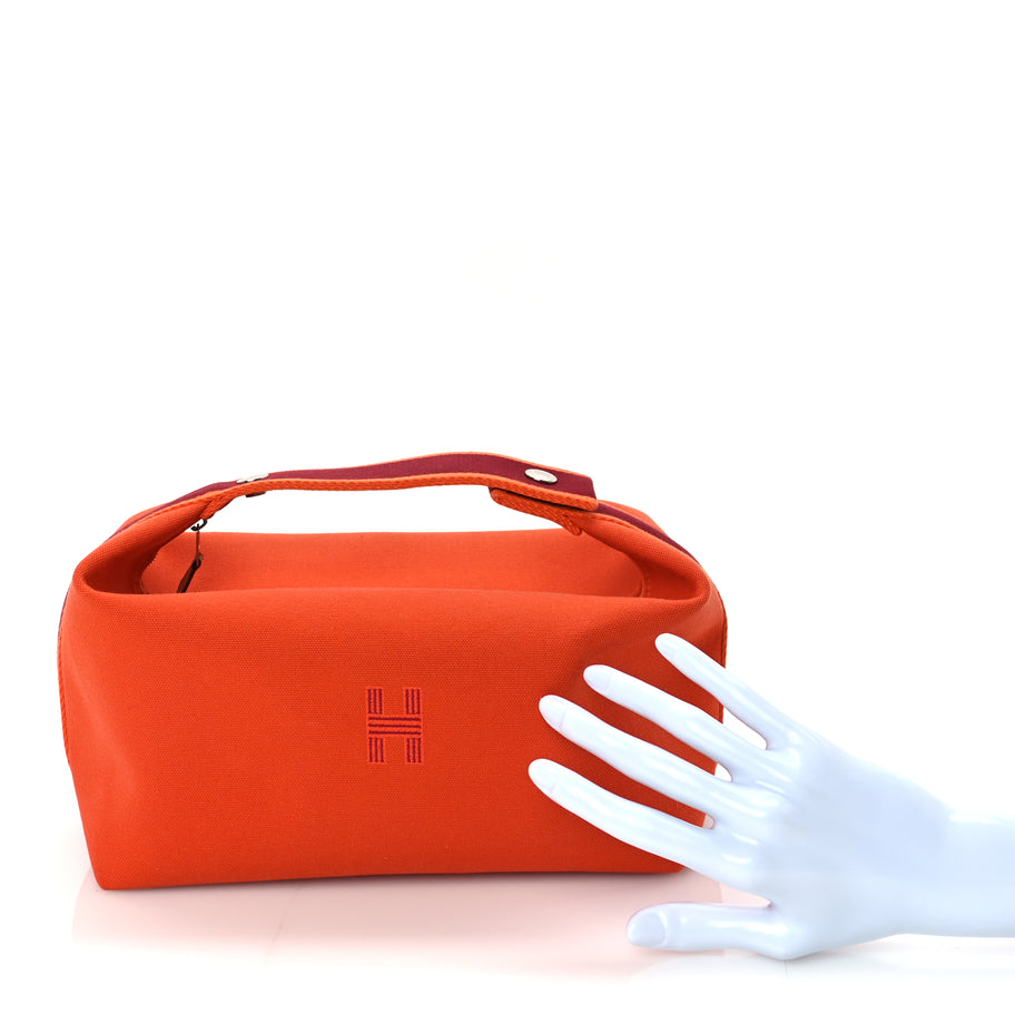 Hermes Canvas Large Bride-A-Brac Pouch Orange Feu Burgundy Image 2