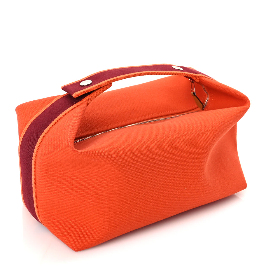 Hermes Canvas Large Bride-A-Brac Pouch Orange Feu Burgundy Image 3