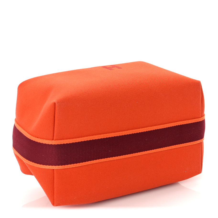 Hermes Canvas Large Bride-A-Brac Pouch Orange Feu Burgundy Image 4