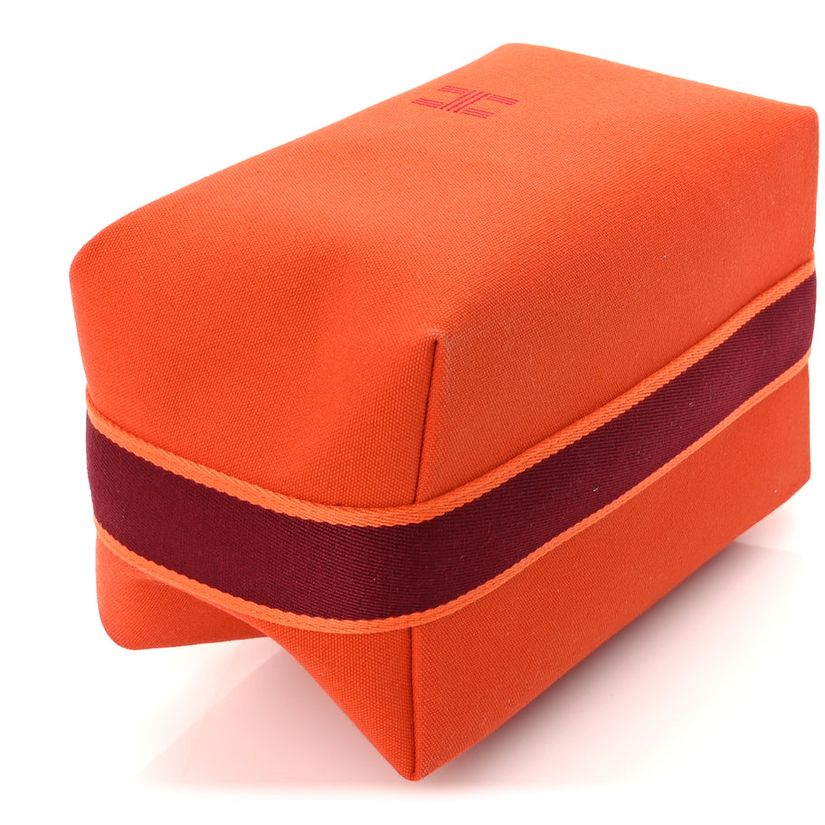 Hermes Canvas Large Bride-A-Brac Pouch Orange Feu Burgundy Image 8