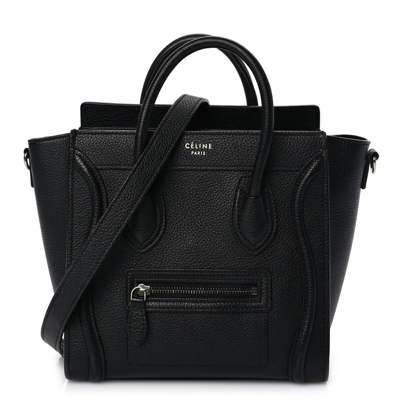  Celine Drummed Calfskin Nano Luggage Black