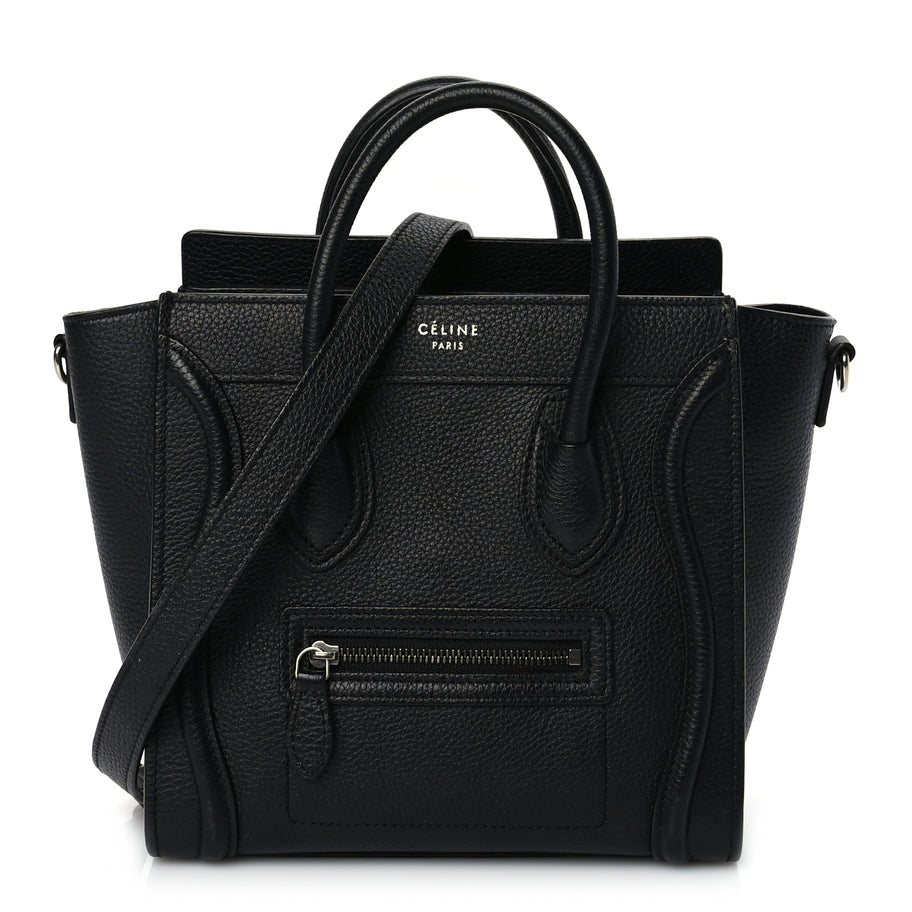 Celine Drummed Calfskin Nano Luggage Black Image 1