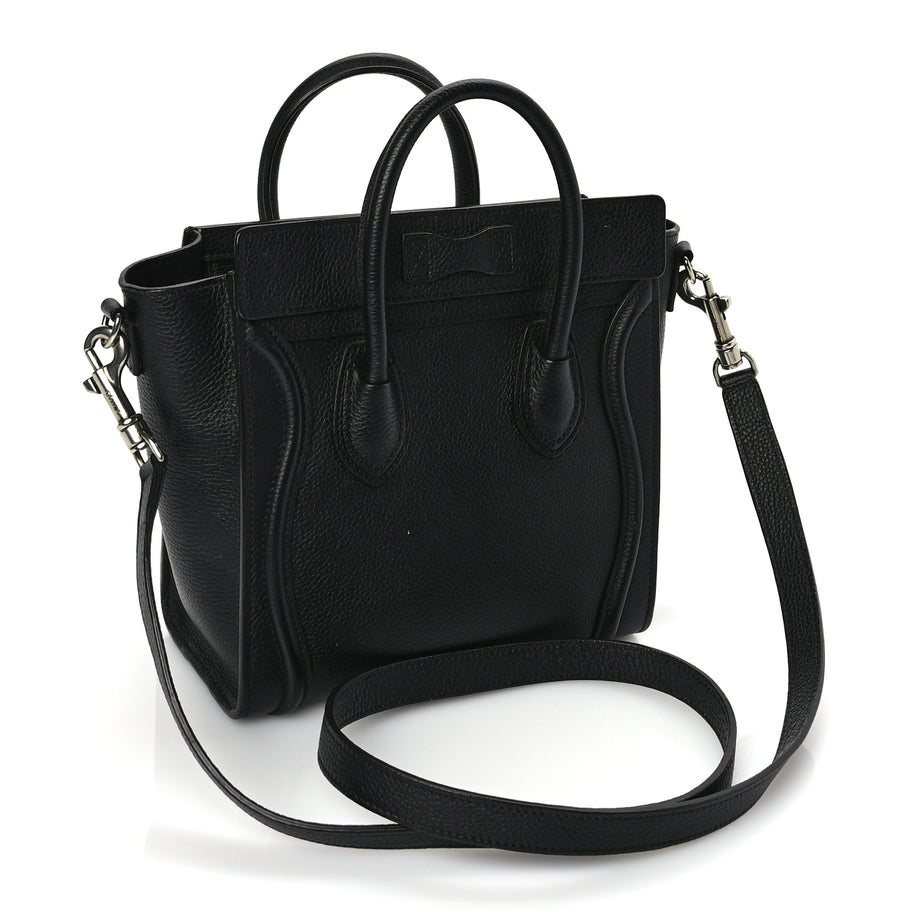 Celine Drummed Calfskin Nano Luggage Black Image 2