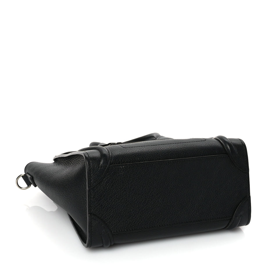 Celine Drummed Calfskin Nano Luggage Black Image 3