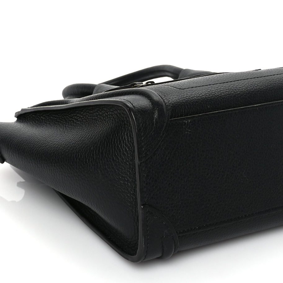Celine Drummed Calfskin Nano Luggage Black Image 7