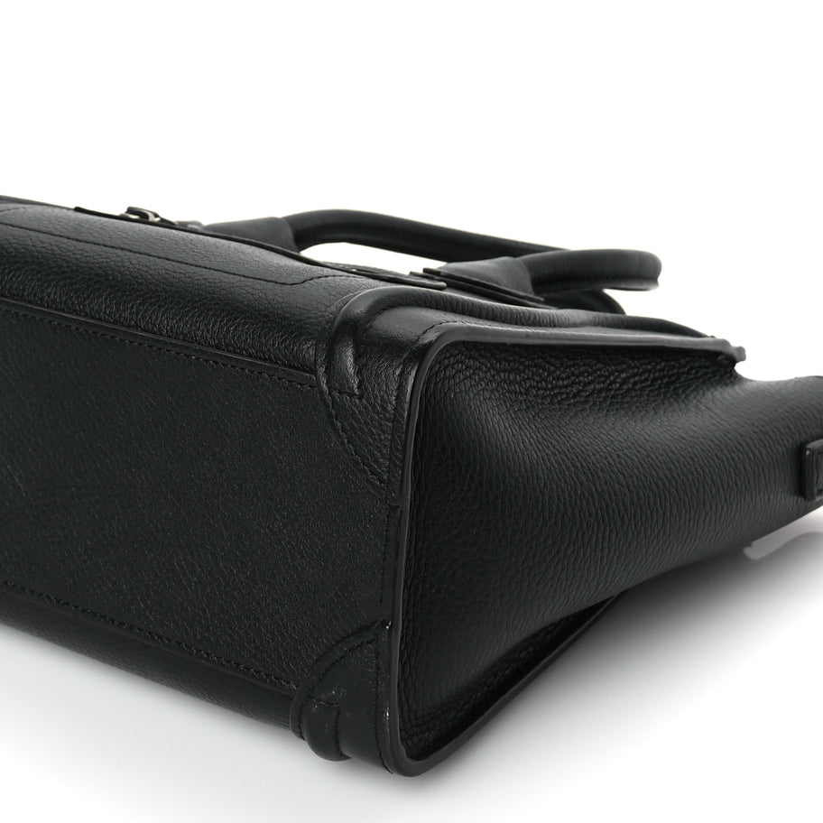 Celine Drummed Calfskin Nano Luggage Black Image 8
