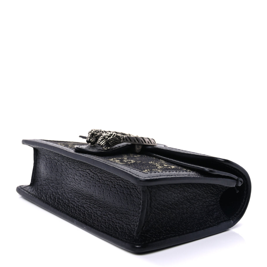 Gucci Jacquard Black Denim GG Monogram Super Mini Dionysus Shoulder Bag Black Ivory Image 7