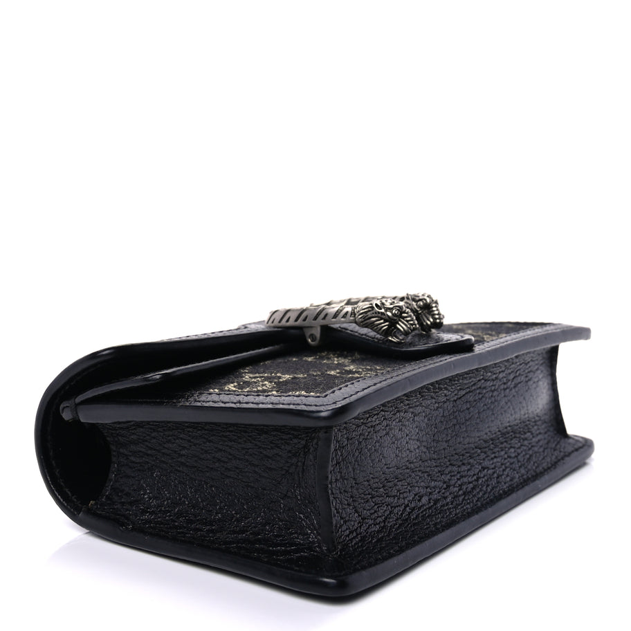 Gucci Jacquard Black Denim GG Monogram Super Mini Dionysus Shoulder Bag Black Ivory Image 8