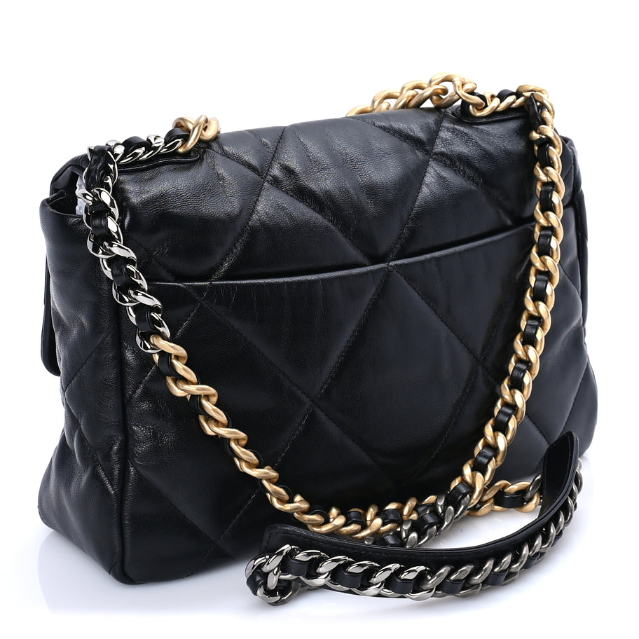 Chanel Goatskin Quilted Large Chanel 19 Flap Black Image 2