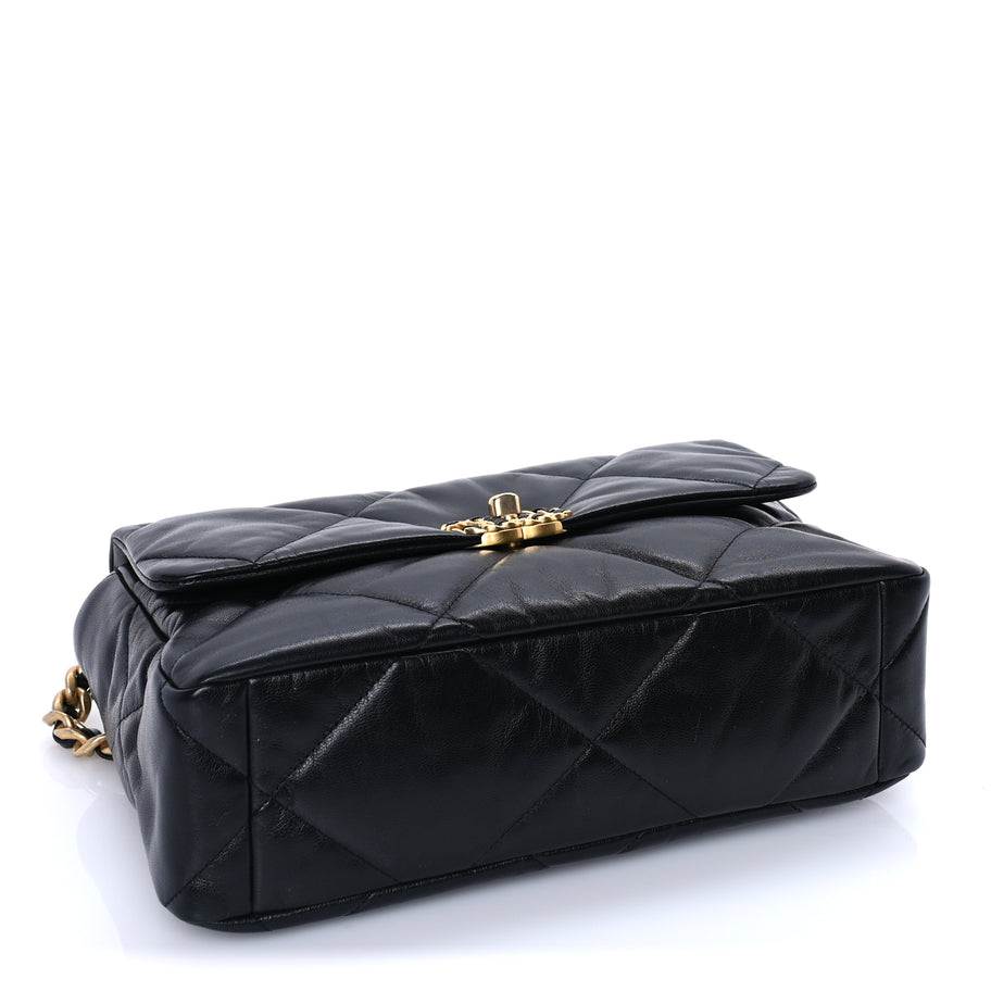 Chanel Goatskin Quilted Large Chanel 19 Flap Black Image 3