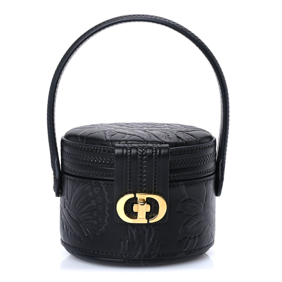 Christian Dior Calfskin Embossed Jardin Botanique Micro Vanity Case Black Image 1