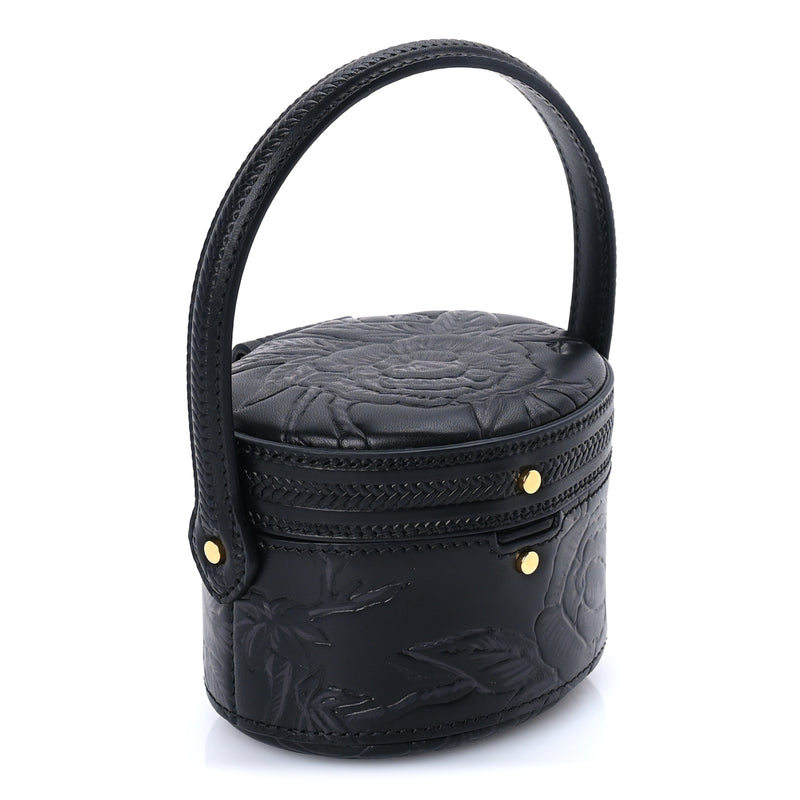  Christian Dior Calfskin Embossed Jardin Botanique Micro Vanity Case Black