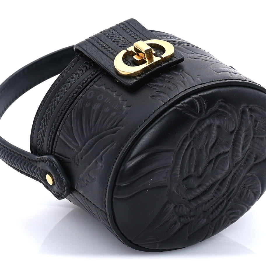 Christian Dior Calfskin Embossed Jardin Botanique Micro Vanity Case Black Image 7