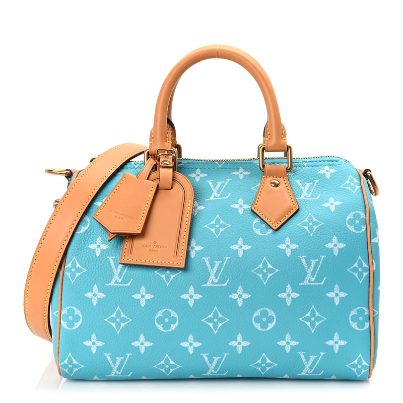  Louis Vuitton Calfskin Monogram Speedy P9 Bandouliere 25 Turquoise