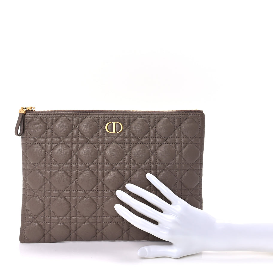 Christian Dior Supple Calfskin Cannage Large Caro Daily Pouch Warm Taupe Image 2