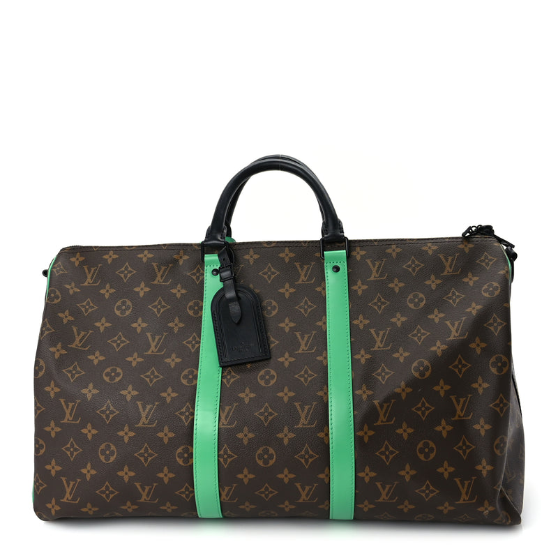  Louis Vuitton Monogram Macassar Keepall Bandouliere 50 Minty Green