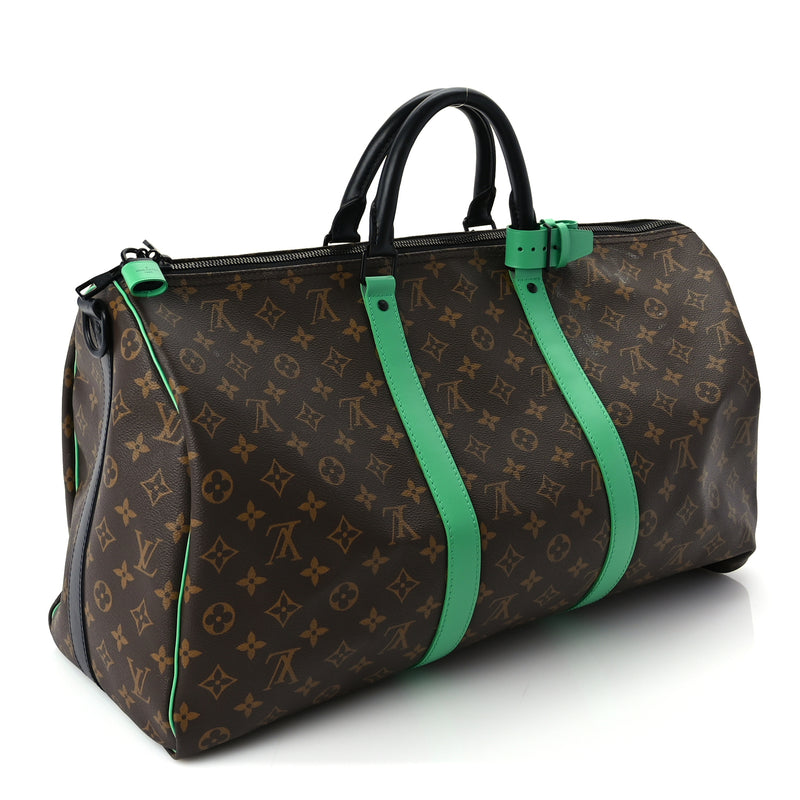  Louis Vuitton Monogram Macassar Keepall Bandouliere 50 Minty Green