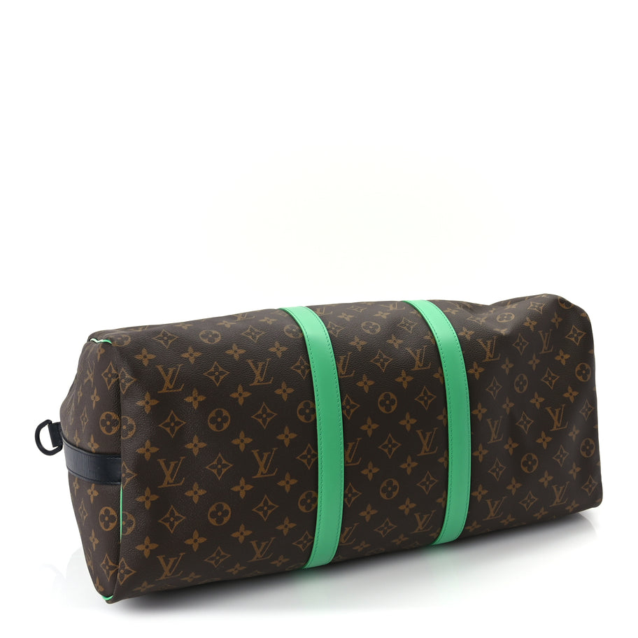 Louis Vuitton Monogram Macassar Keepall Bandouliere 50 Minty Green Image 3