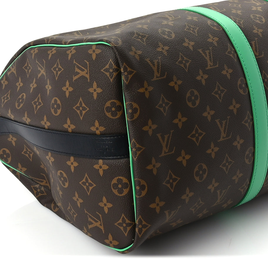 Louis Vuitton Monogram Macassar Keepall Bandouliere 50 Minty Green Image 7