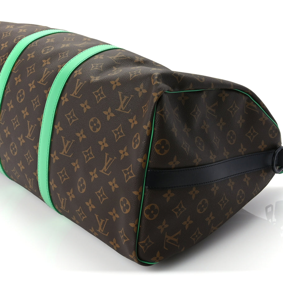 Louis Vuitton Monogram Macassar Keepall Bandouliere 50 Minty Green Image 8