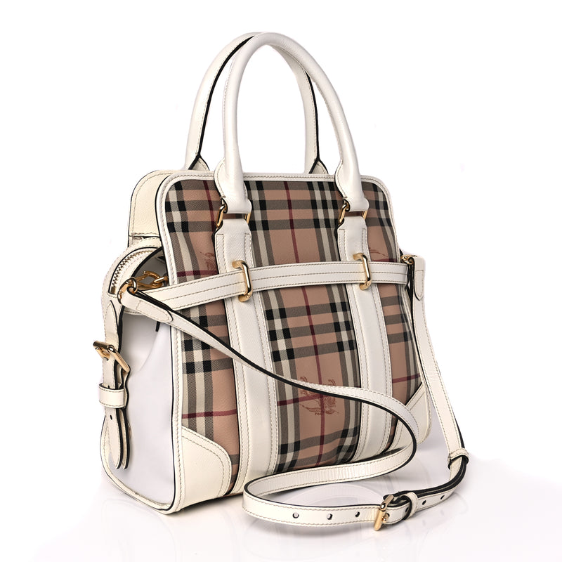  Burberry Haymarket Check Medium Minford Portrait Tote White