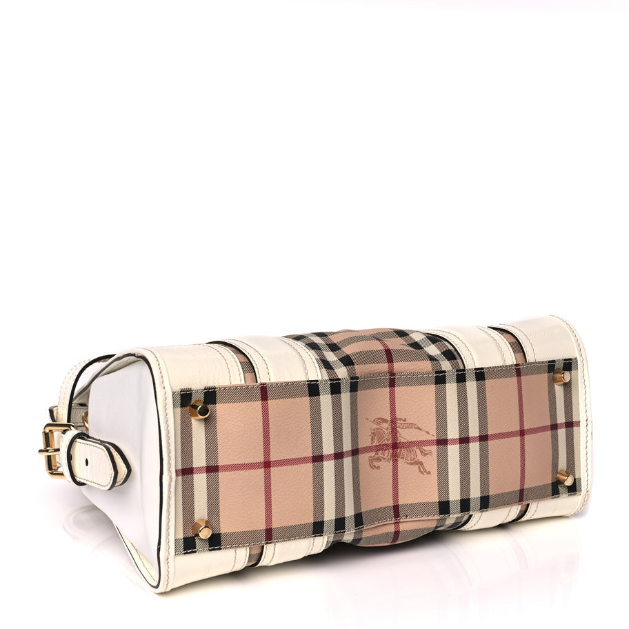 Burberry Haymarket Check Medium Minford Portrait Tote White Image 3