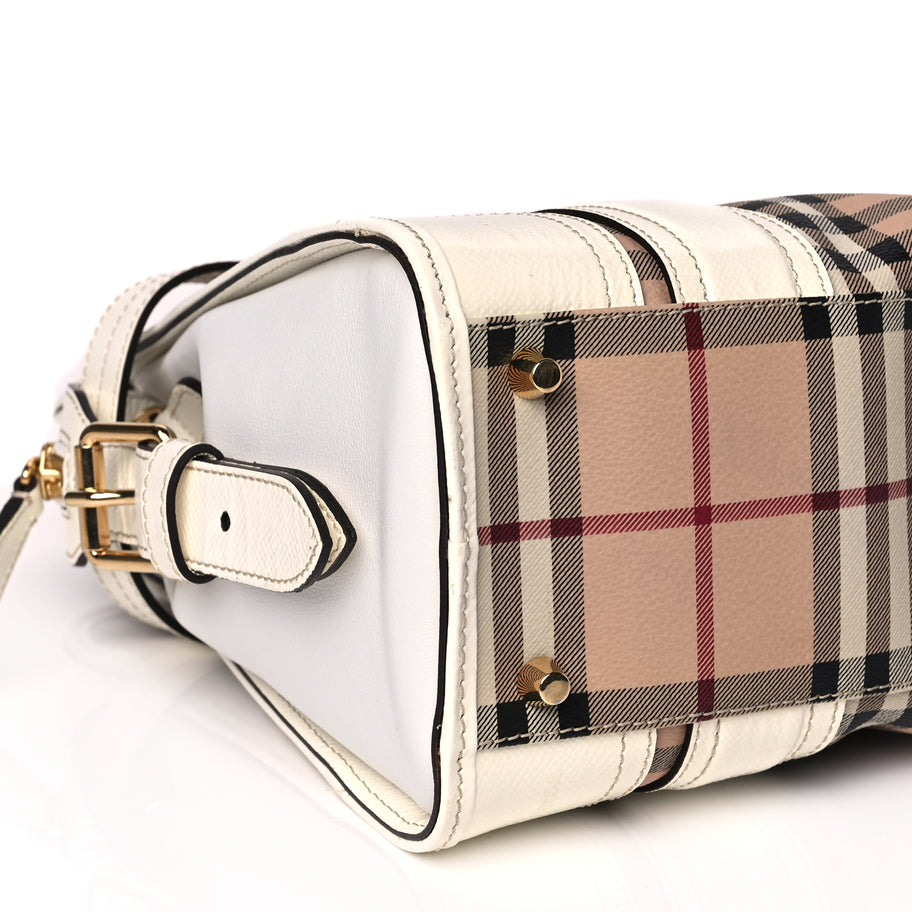 Burberry Haymarket Check Medium Minford Portrait Tote White Image 7