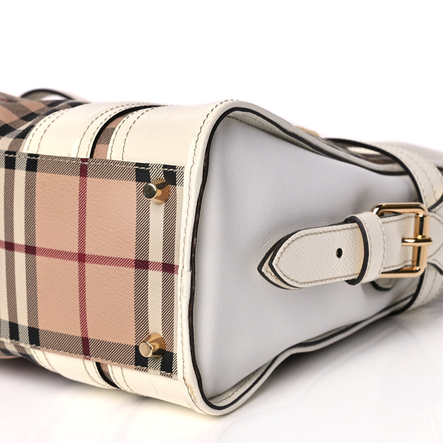Burberry Haymarket Check Medium Minford Portrait Tote White Image 8