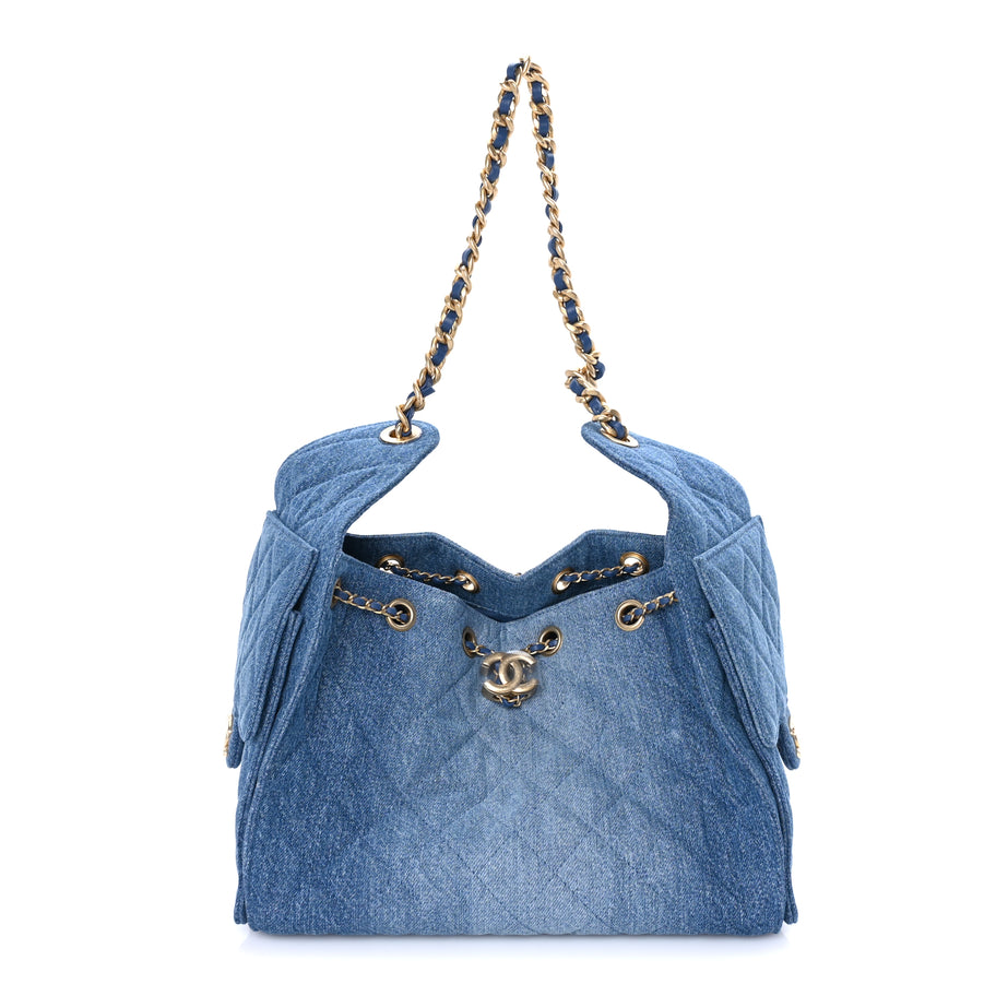 Chanel Washed Denim Quilted Small Chanel 25 Handbag Blue Image 1
