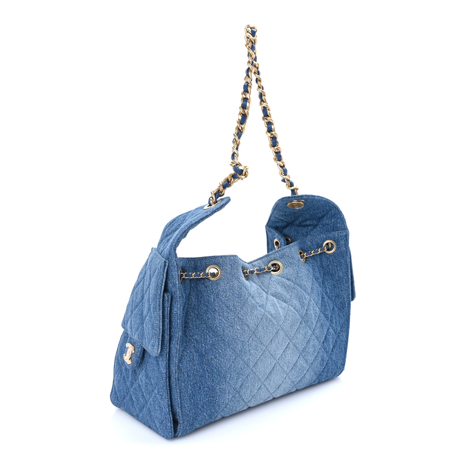 Chanel Washed Denim Quilted Small Chanel 25 Handbag Blue Image 2