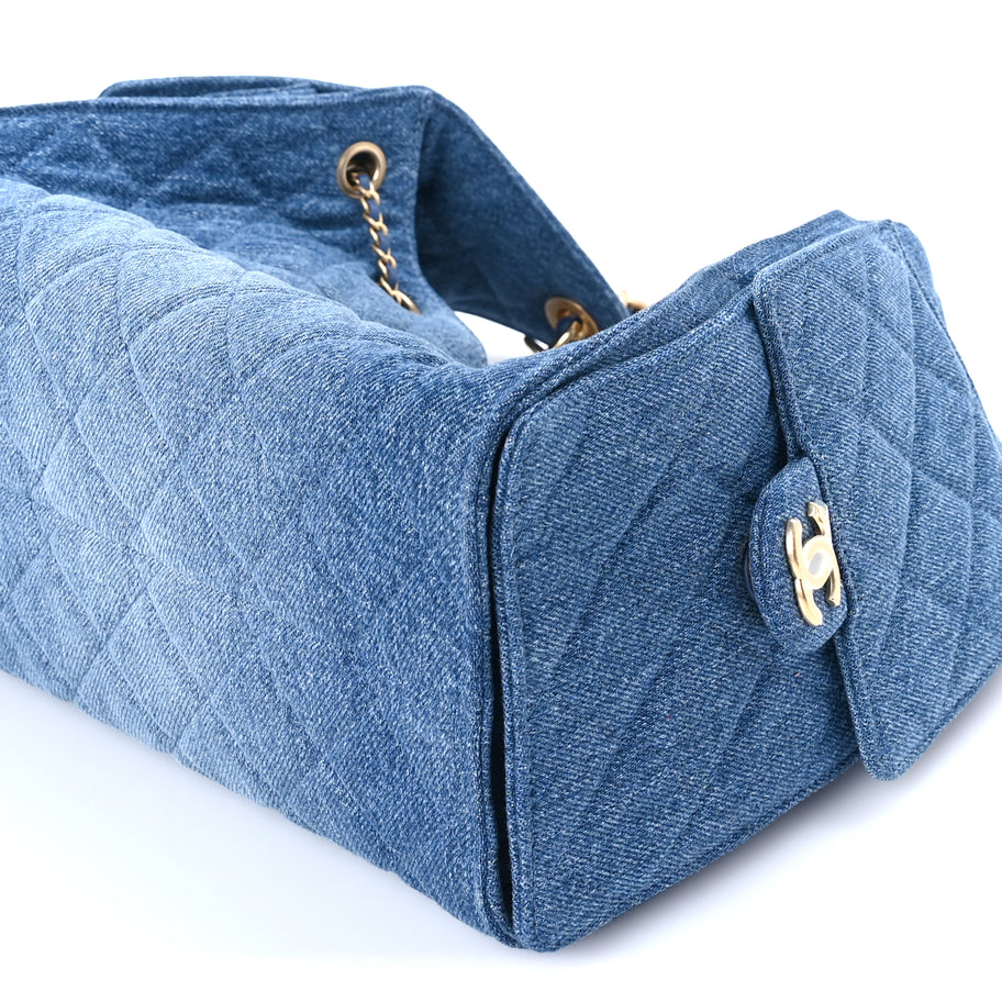 Chanel Washed Denim Quilted Small Chanel 25 Handbag Blue Image 9