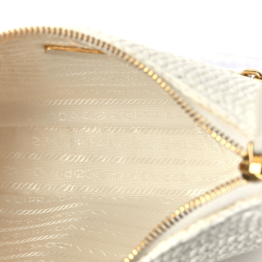 Prada Yarn Raffia Effect Crochet Re-Edition 2005 Shoulder Bag White Image 4