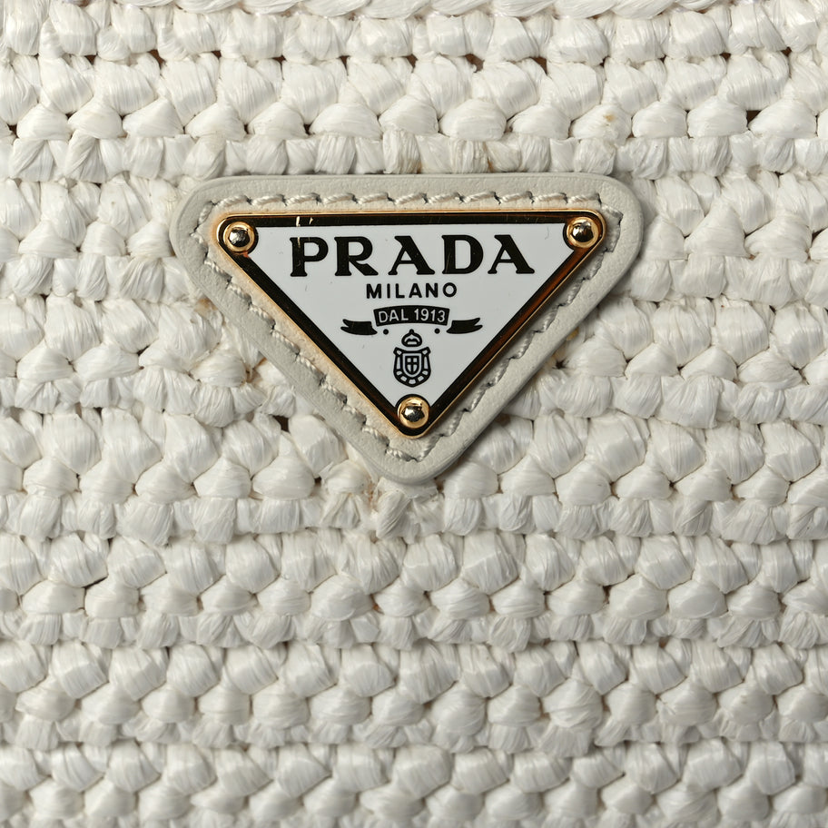 Prada Yarn Raffia Effect Crochet Re-Edition 2005 Shoulder Bag White Image 6