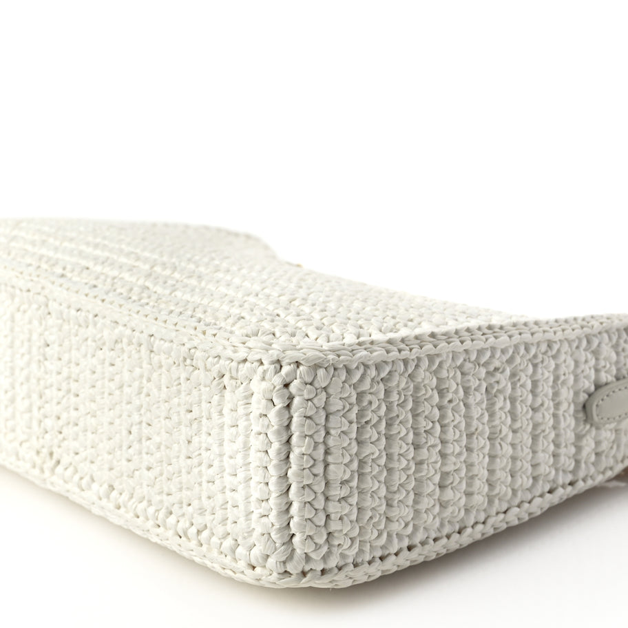 Prada Yarn Raffia Effect Crochet Re-Edition 2005 Shoulder Bag White Image 8