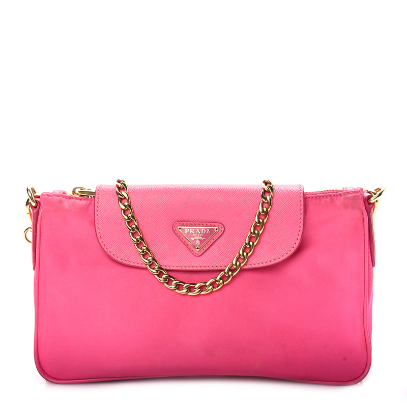  Prada Tessuto Nylon Saffiano Crossbody Bag Fuxia