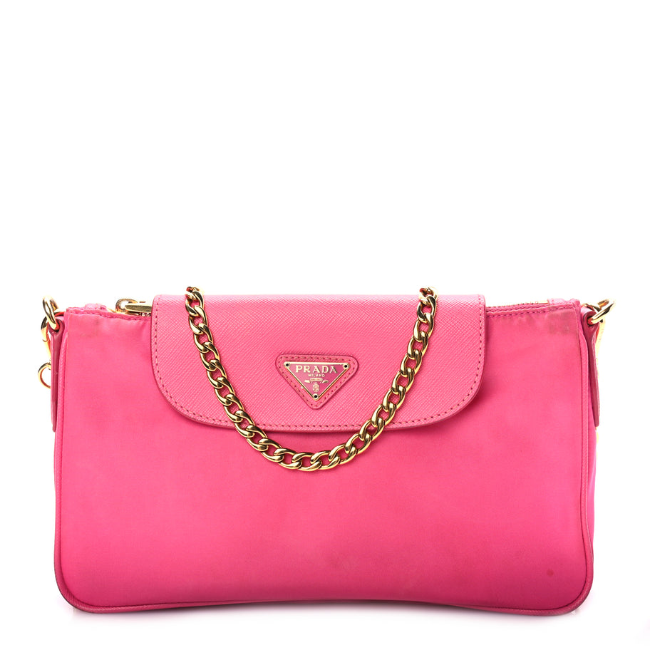 Prada Tessuto Nylon Saffiano Crossbody Bag Fuxia Image 1