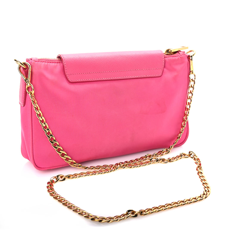  Prada Tessuto Nylon Saffiano Crossbody Bag Fuxia