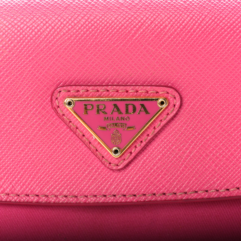 Prada Tessuto Nylon Saffiano Crossbody Bag Fuxia Image 6