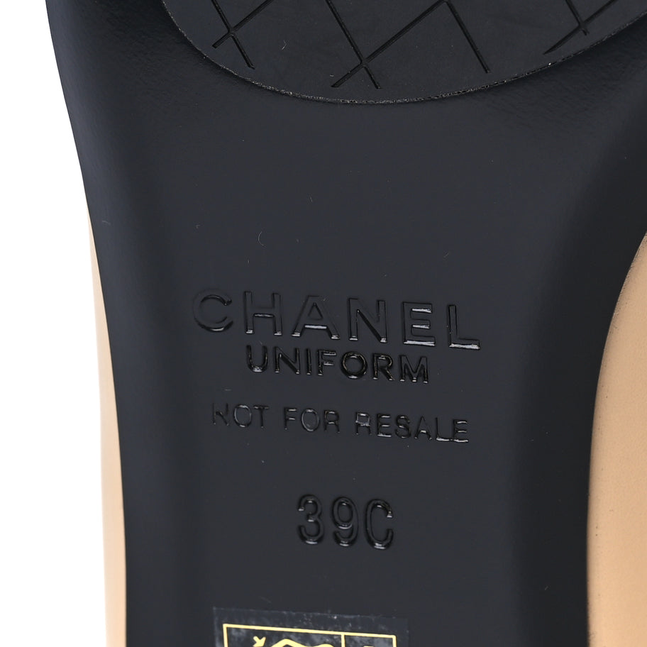 Chanel Lambskin Cap Toe CC Uniform Ballerina Flats 39 Beige Black Image 7