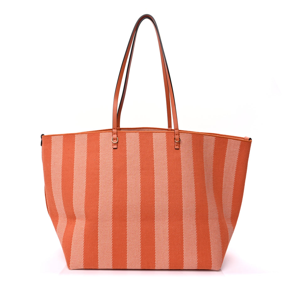 Fendi Pequin Vitello Effettto Denim Jacquard FF Reversible Large Shopping Tote  Orange Image 2