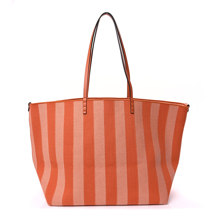 Fendi Pequin Vitello Effettto Denim Jacquard FF Reversible Large Shopping Tote  Orange Image 3