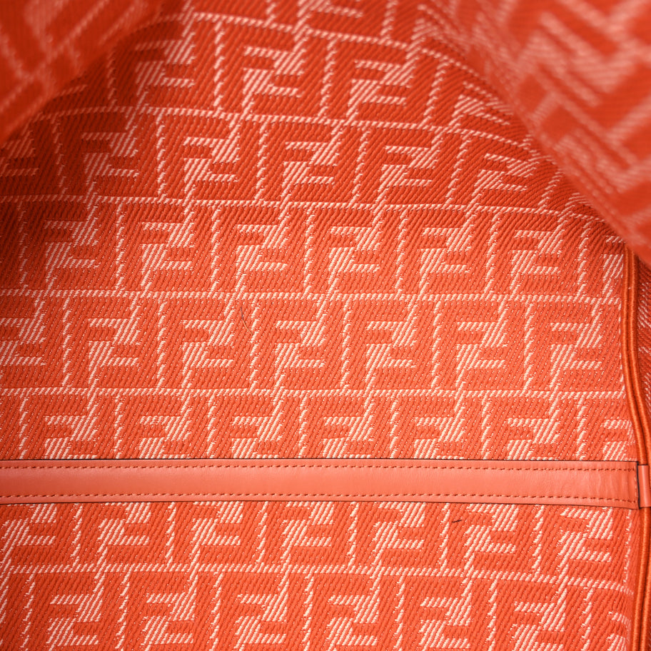 Fendi Pequin Vitello Effettto Denim Jacquard FF Reversible Large Shopping Tote  Orange Image 6