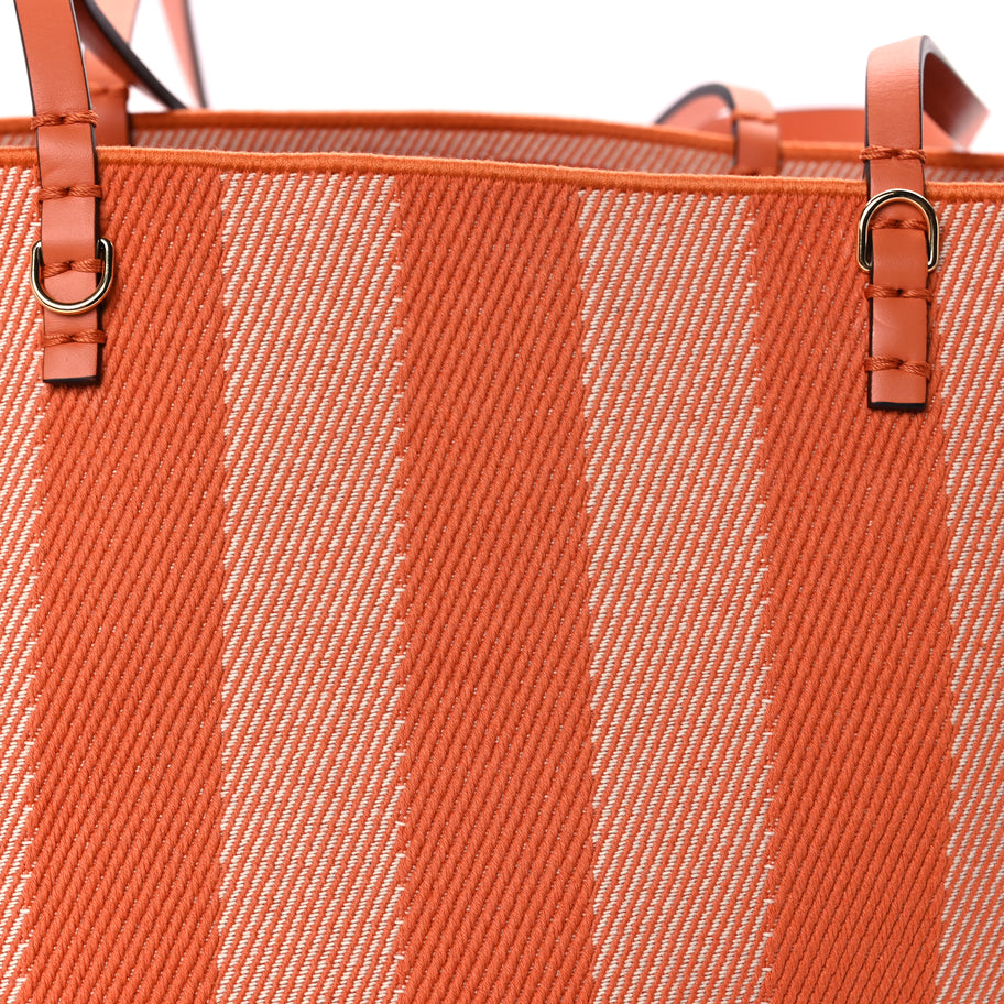 Fendi Pequin Vitello Effettto Denim Jacquard FF Reversible Large Shopping Tote  Orange Image 7