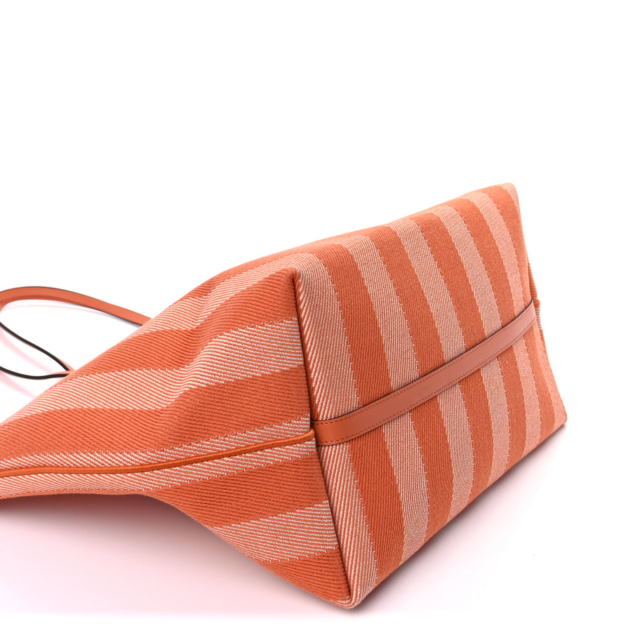 Fendi Pequin Vitello Effettto Denim Jacquard FF Reversible Large Shopping Tote  Orange Image 9