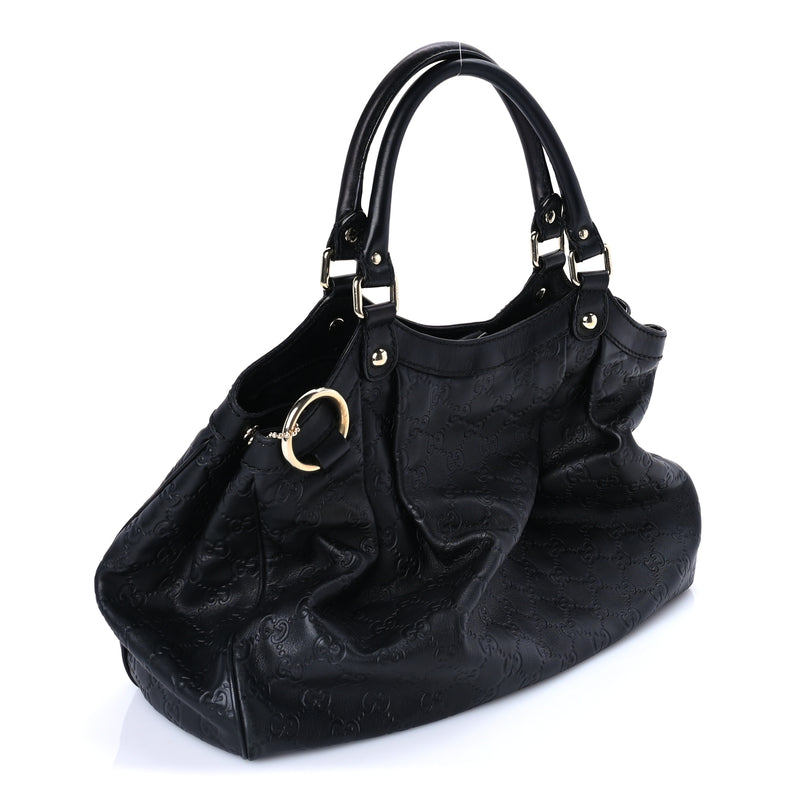  Gucci Guccissima Medium Sukey Tote Black