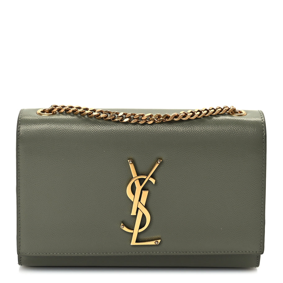 Saint Laurent Grain De Poudre Small Monogram Kate Satchel  Light Sage Image 1