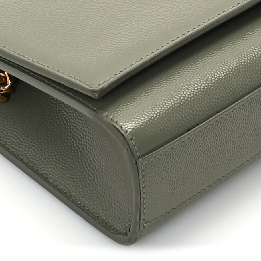 Saint Laurent Grain De Poudre Small Monogram Kate Satchel  Light Sage Image 7