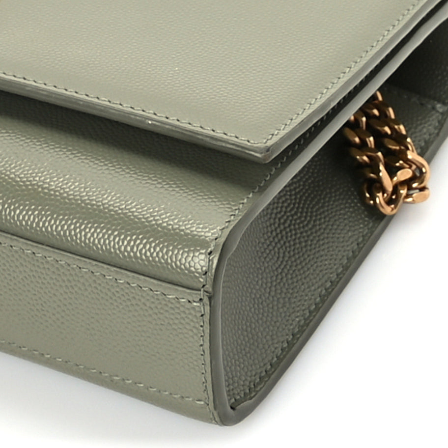 Saint Laurent Grain De Poudre Small Monogram Kate Satchel  Light Sage Image 8